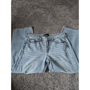 Aeropostale Low Rise Baggy Jeans Light Wash Distressed Wide Leg 12 Short NWOT